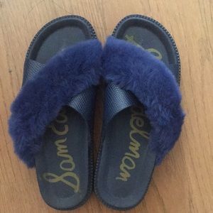 Sam Eldeman furry trim sandles